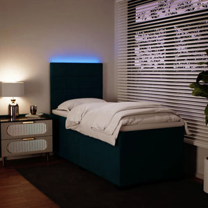 Κρεβάτι Boxspring με Στρώμα Μπλε 90x200 εκ. Βελούδινο