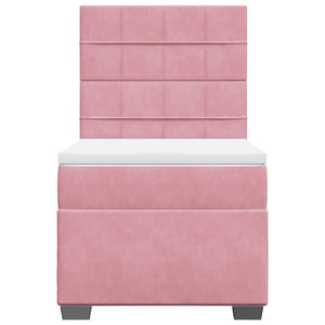 Κρεβάτι Boxspring με Στρώμα Ροζ 90x200 εκ. Βελούδινο - Pakobazaar