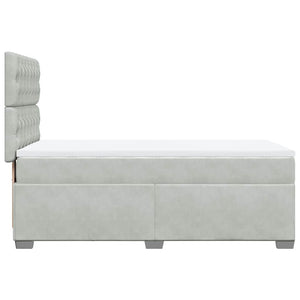 Κρεβάτι Boxspring με Στρώμα Ανοιχτό Γκρι 90x200 εκ. Βελούδινο - Pakobazaar