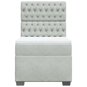 Κρεβάτι Boxspring με Στρώμα Ανοιχτό Γκρι 90x200 εκ. Βελούδινο - Pakobazaar