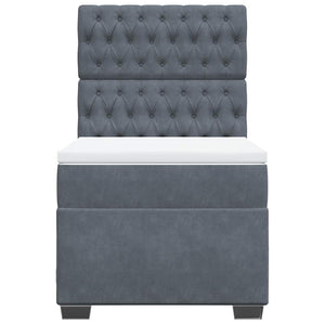 Κρεβάτι Boxspring με Στρώμα Σκούρο Γκρι 90x200 εκ. Βελούδινο - Pakobazaar
