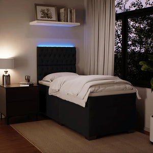 Κρεβάτι Boxspring με Στρώμα Μαύρο 90x200 εκ. Βελούδινο - Pakobazaar