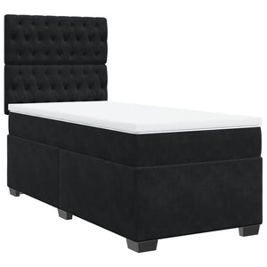 Κρεβάτι Boxspring με Στρώμα Μαύρο 90x200 εκ. Βελούδινο - Pakobazaar