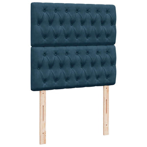 Κρεβάτι Boxspring με Στρώμα Μπλε 90x200 εκ. Βελούδινο - Pakobazaar