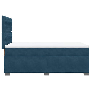 Κρεβάτι Boxspring με Στρώμα Μπλε 90x200 εκ. Βελούδινο - Pakobazaar