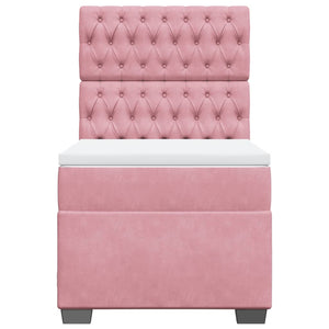 Κρεβάτι Boxspring με Στρώμα Ροζ 90x200 εκ. Βελούδινο