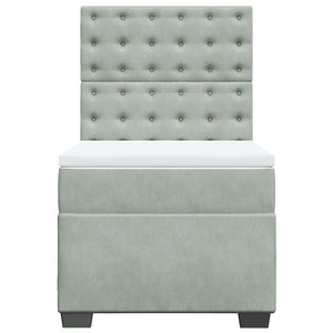 Κρεβάτι Boxspring με Στρώμα Ανοιχτό Γκρι 90x200 εκ. Βελούδινο - Pakobazaar