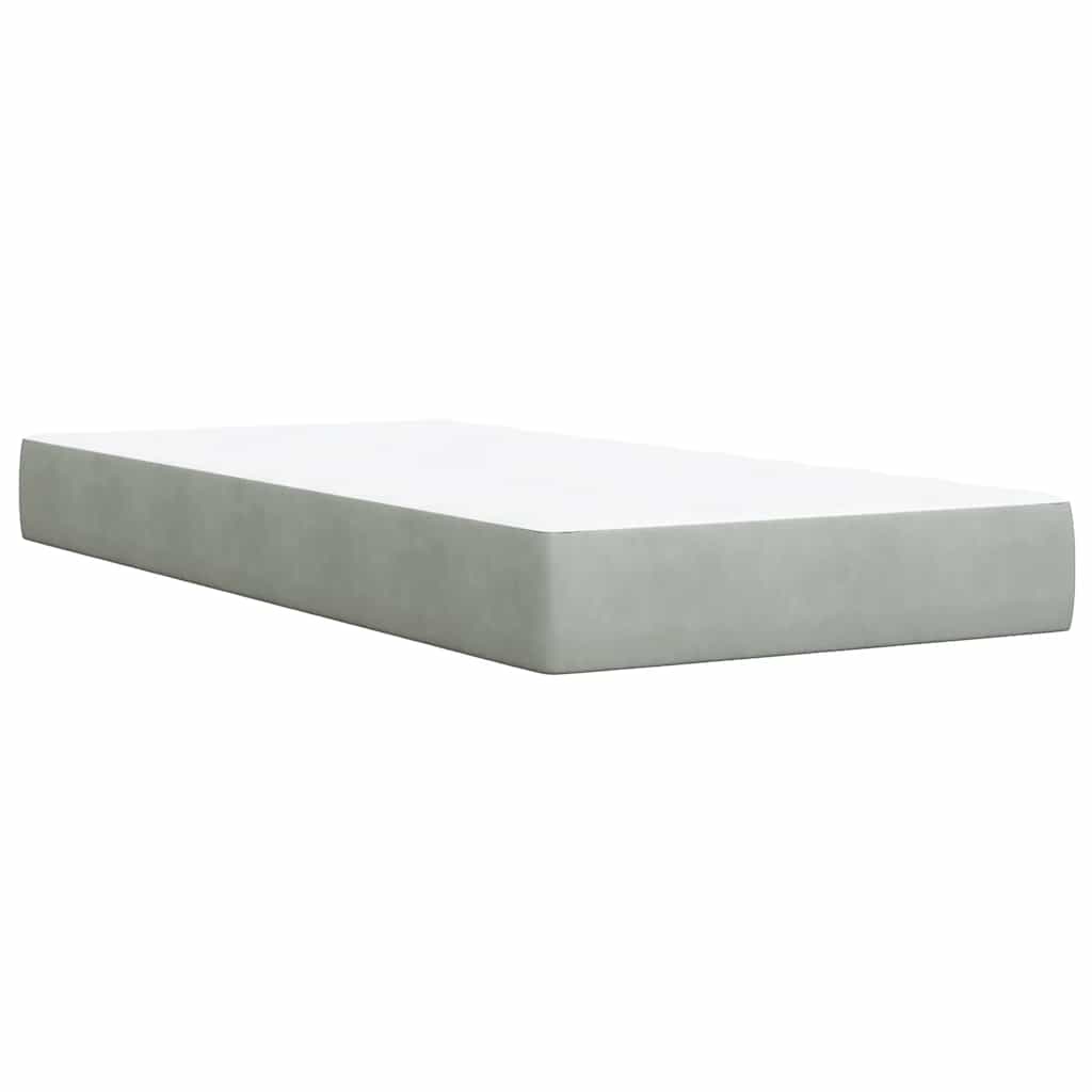 Κρεβάτι Boxspring με Στρώμα Ανοιχτό Γκρι 90x200 εκ. Βελούδινο - Pakobazaar