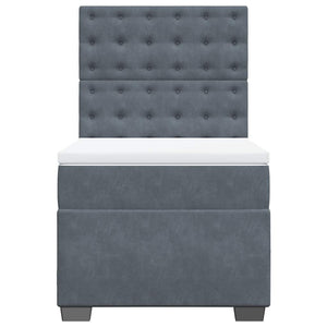 Κρεβάτι Boxspring με Στρώμα Σκούρο Γκρι 90x200 εκ. Βελούδινο - Pakobazaar