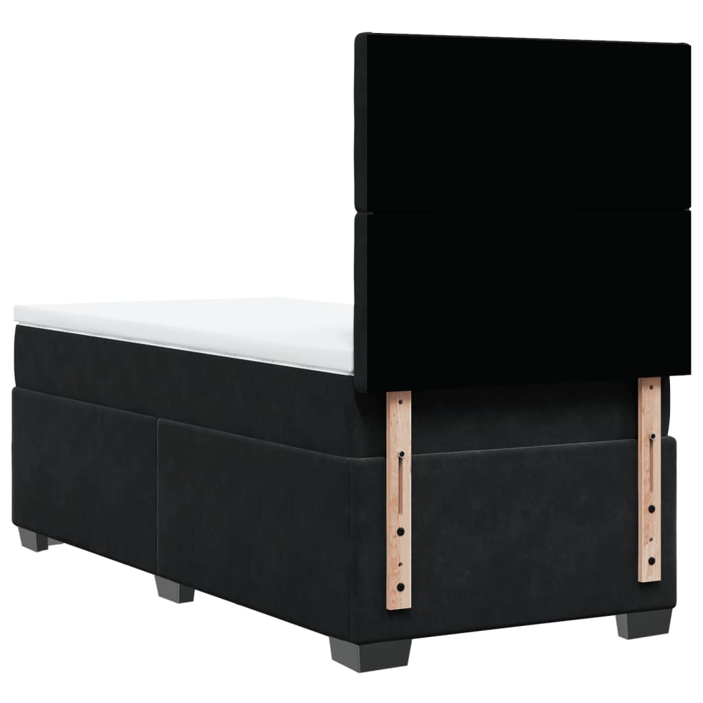 Κρεβάτι Boxspring με Στρώμα Μαύρο 90x200 εκ. Βελούδινο - Pakobazaar