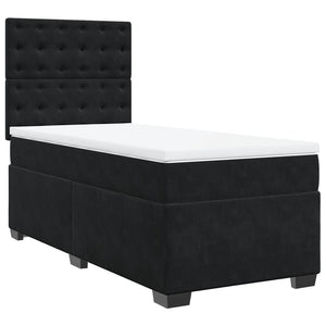 Κρεβάτι Boxspring με Στρώμα Μαύρο 90x200 εκ. Βελούδινο - Pakobazaar
