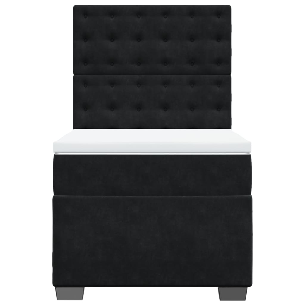 Κρεβάτι Boxspring με Στρώμα Μαύρο 90x200 εκ. Βελούδινο - Pakobazaar