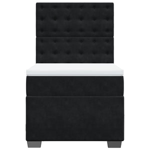 Κρεβάτι Boxspring με Στρώμα Μαύρο 90x200 εκ. Βελούδινο - Pakobazaar