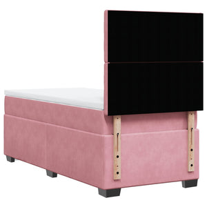 Κρεβάτι Boxspring με Στρώμα Ροζ 90x200 εκ. Βελούδινο