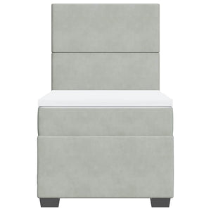 Κρεβάτι Boxspring με Στρώμα Ανοιχτό Γκρι 100x200 εκ. Βελούδινο - Pakobazaar