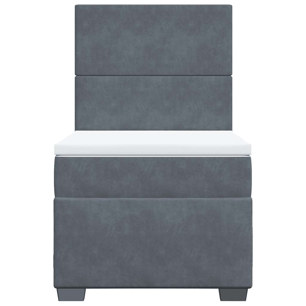 Κρεβάτι Boxspring με Στρώμα Σκούρο Γκρι 100x200 εκ. Βελούδινο - Pakobazaar