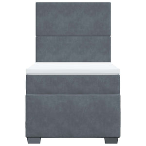 Κρεβάτι Boxspring με Στρώμα Σκούρο Γκρι 100x200 εκ. Βελούδινο - Pakobazaar