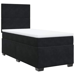 Κρεβάτι Boxspring με Στρώμα Μαύρο 100x200 εκ. Βελούδινο - Pakobazaar