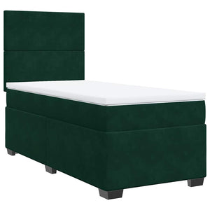 Κρεβάτι Boxspring με Στρώμα Σκούρο Πράσινο 100x200εκ. Βελούδινο