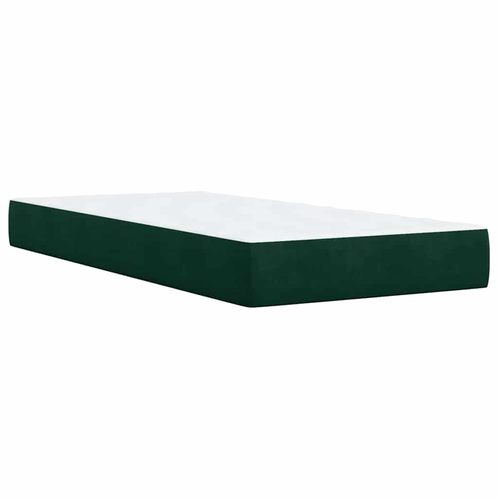 Κρεβάτι Boxspring με Στρώμα Σκούρο Πράσινο 100x200εκ. Βελούδινο
