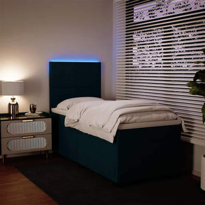 Κρεβάτι Boxspring με Στρώμα Μπλε 100x200 εκ. Βελούδινο - Pakobazaar