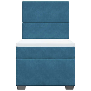 Κρεβάτι Boxspring με Στρώμα Μπλε 100x200 εκ. Βελούδινο - Pakobazaar