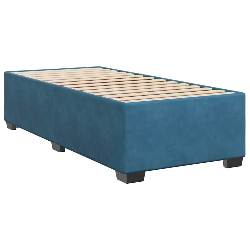 Κρεβάτι Boxspring με Στρώμα Μπλε 100x200 εκ. Βελούδινο - Pakobazaar
