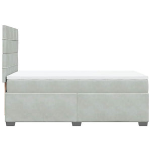 Κρεβάτι Boxspring με Στρώμα Ανοιχτό Γκρι 100x200 εκ. Βελούδινο - Pakobazaar