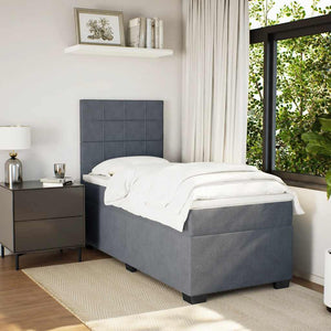 Κρεβάτι Boxspring με Στρώμα Σκούρο Γκρι 100x200 εκ. Βελούδινο - Pakobazaar