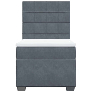 Κρεβάτι Boxspring με Στρώμα Σκούρο Γκρι 100x200 εκ. Βελούδινο - Pakobazaar