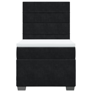 Κρεβάτι Boxspring με Στρώμα Μαύρο 100x200 εκ. Βελούδινο - Pakobazaar
