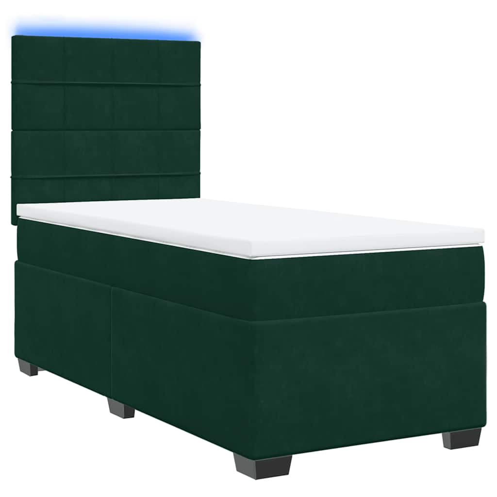 Κρεβάτι Boxspring με Στρώμα Σκούρο Πράσινο 100x200εκ. Βελούδινο