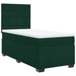 Κρεβάτι Boxspring με Στρώμα Σκούρο Πράσινο 100x200εκ. Βελούδινο