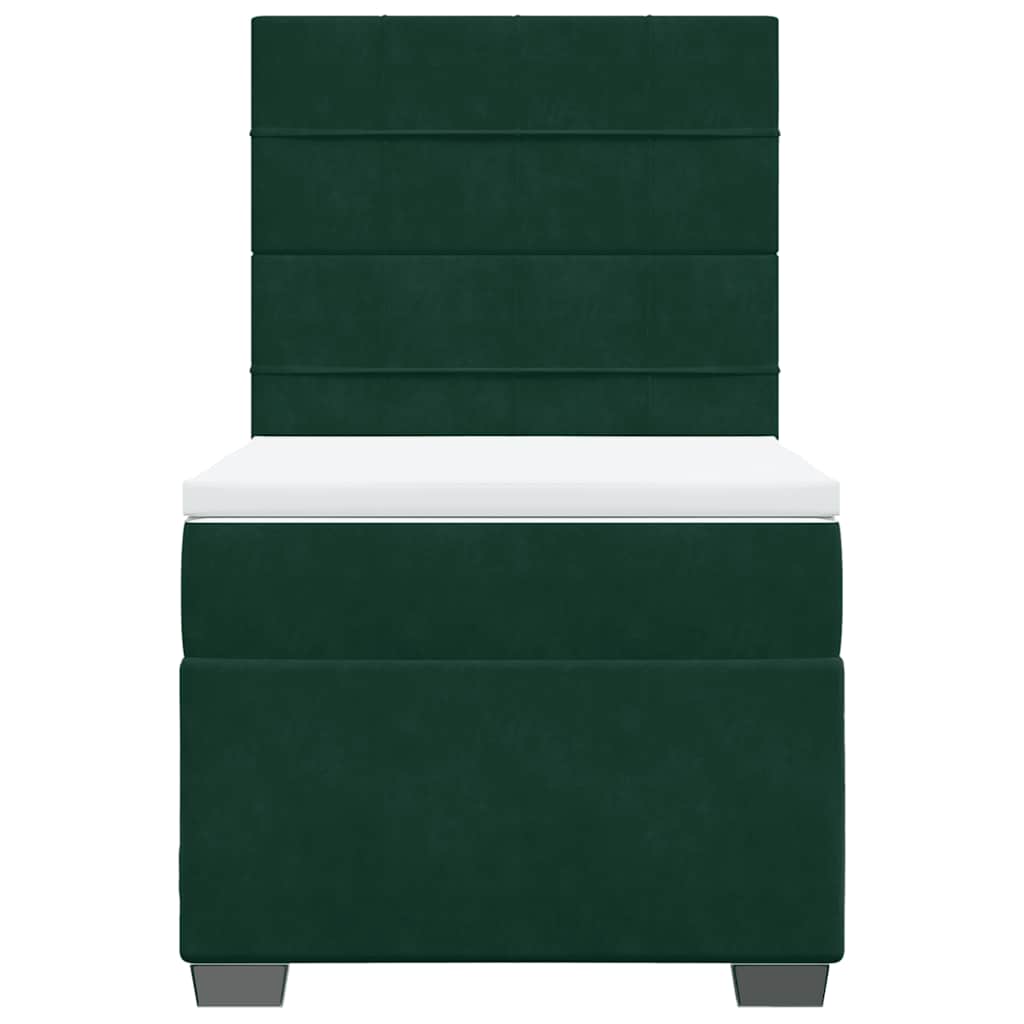 Κρεβάτι Boxspring με Στρώμα Σκούρο Πράσινο 100x200εκ. Βελούδινο