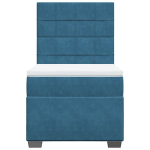 Κρεβάτι Boxspring με Στρώμα Μπλε 100x200 εκ. Βελούδινο