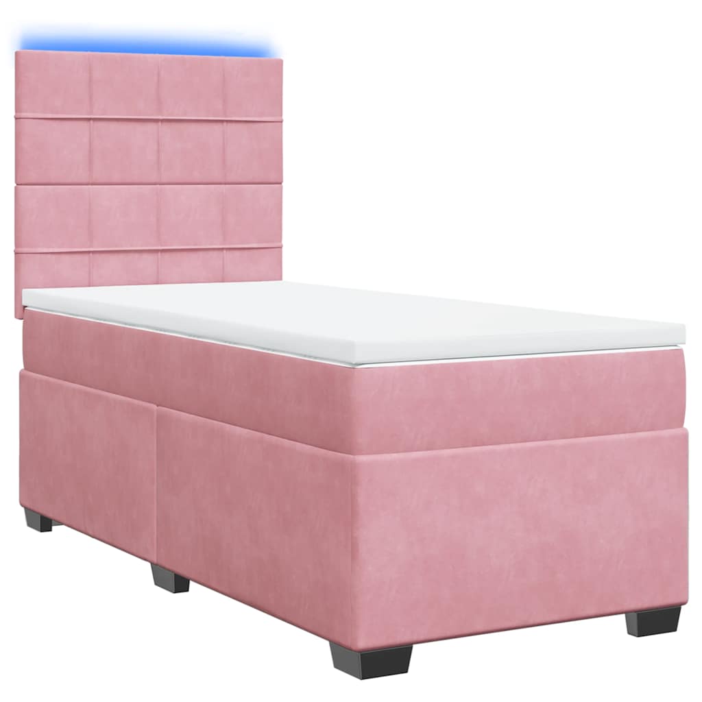 Κρεβάτι Boxspring με Στρώμα Ροζ 100x200 εκ. Βελούδινο - Pakobazaar