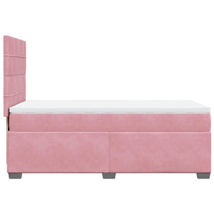 Κρεβάτι Boxspring με Στρώμα Ροζ 100x200 εκ. Βελούδινο - Pakobazaar