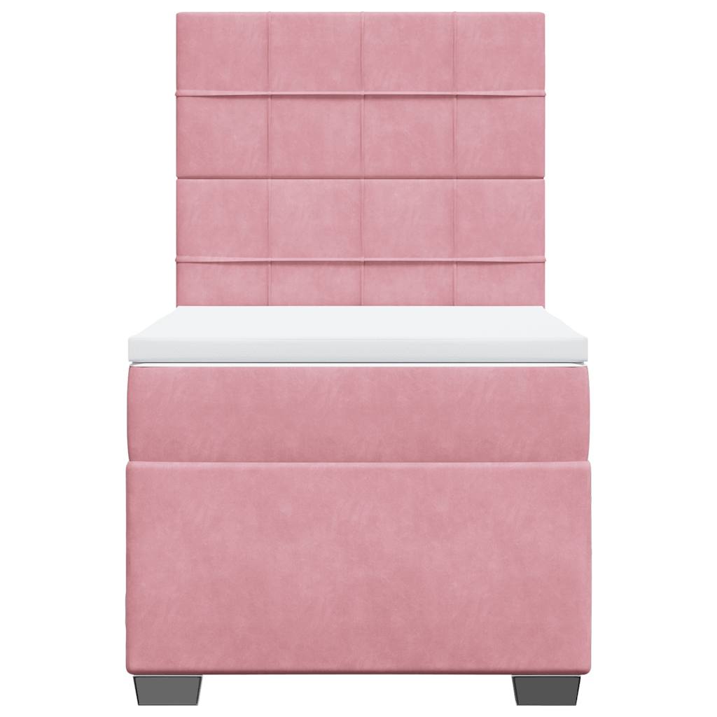 Κρεβάτι Boxspring με Στρώμα Ροζ 100x200 εκ. Βελούδινο - Pakobazaar