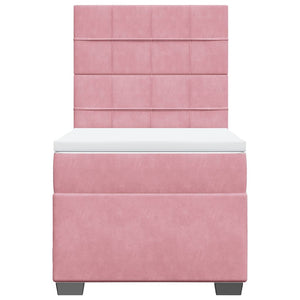 Κρεβάτι Boxspring με Στρώμα Ροζ 100x200 εκ. Βελούδινο - Pakobazaar