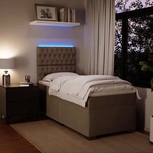 Κρεβάτι Boxspring με Στρώμα Ανοιχτό Γκρι 100x200 εκ. Βελούδινο - Pakobazaar