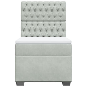 Κρεβάτι Boxspring με Στρώμα Ανοιχτό Γκρι 100x200 εκ. Βελούδινο - Pakobazaar