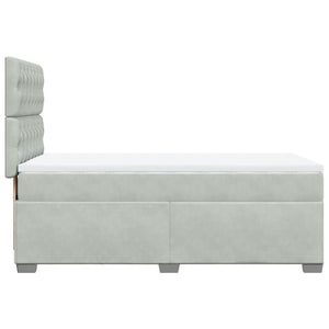 Κρεβάτι Boxspring με Στρώμα Ανοιχτό Γκρι 100x200 εκ. Βελούδινο - Pakobazaar