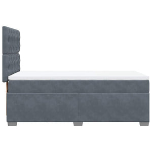 Κρεβάτι Boxspring με Στρώμα Σκούρο Γκρι 100x200 εκ. Βελούδινο - Pakobazaar