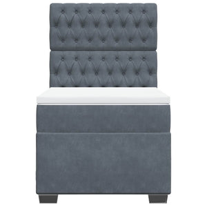 Κρεβάτι Boxspring με Στρώμα Σκούρο Γκρι 100x200 εκ. Βελούδινο - Pakobazaar