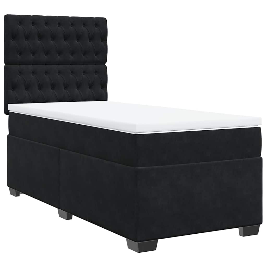 Κρεβάτι Boxspring με Στρώμα Μαύρο 100x200 εκ. Βελούδινο - Pakobazaar