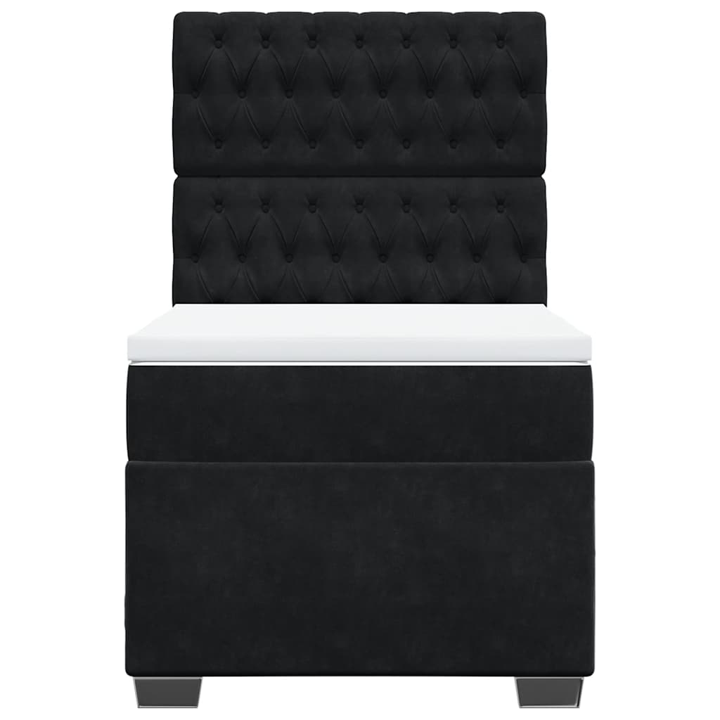 Κρεβάτι Boxspring με Στρώμα Μαύρο 100x200 εκ. Βελούδινο - Pakobazaar