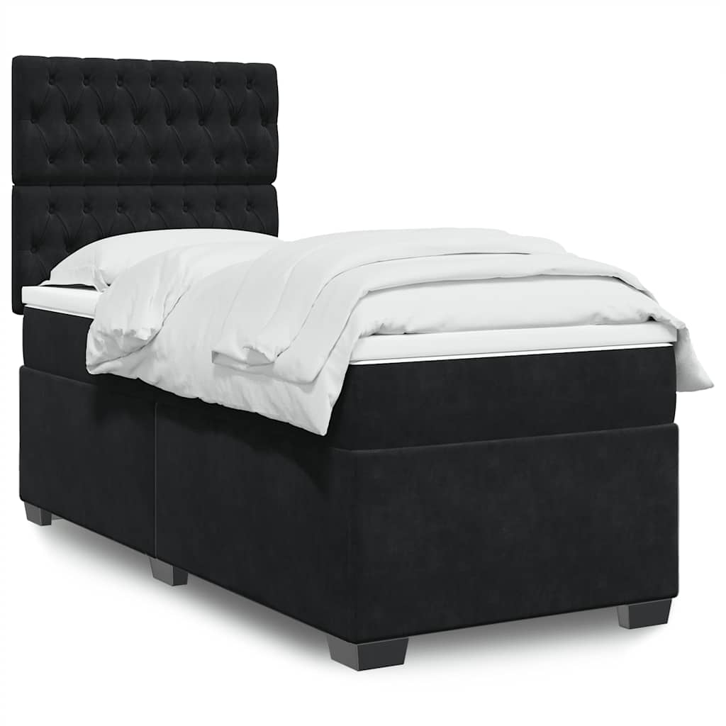 Κρεβάτι Boxspring με Στρώμα Μαύρο 100x200 εκ. Βελούδινο - Pakobazaar