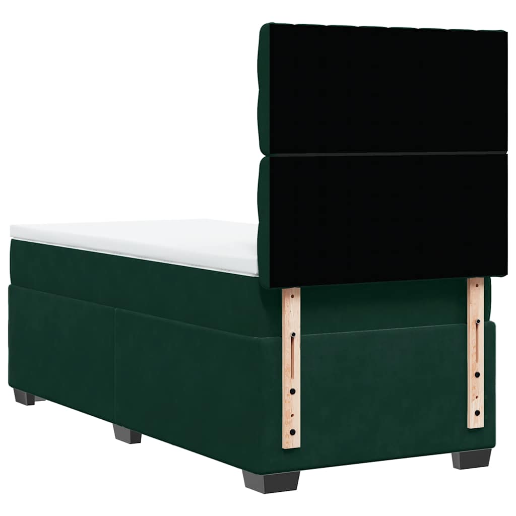 Κρεβάτι Boxspring με Στρώμα Σκούρο Πράσινο 100x200εκ. Βελούδινο