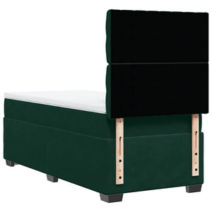 Κρεβάτι Boxspring με Στρώμα Σκούρο Πράσινο 100x200εκ. Βελούδινο