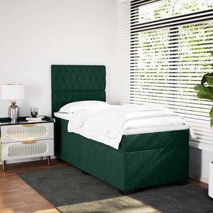 Κρεβάτι Boxspring με Στρώμα Σκούρο Πράσινο 100x200εκ. Βελούδινο
